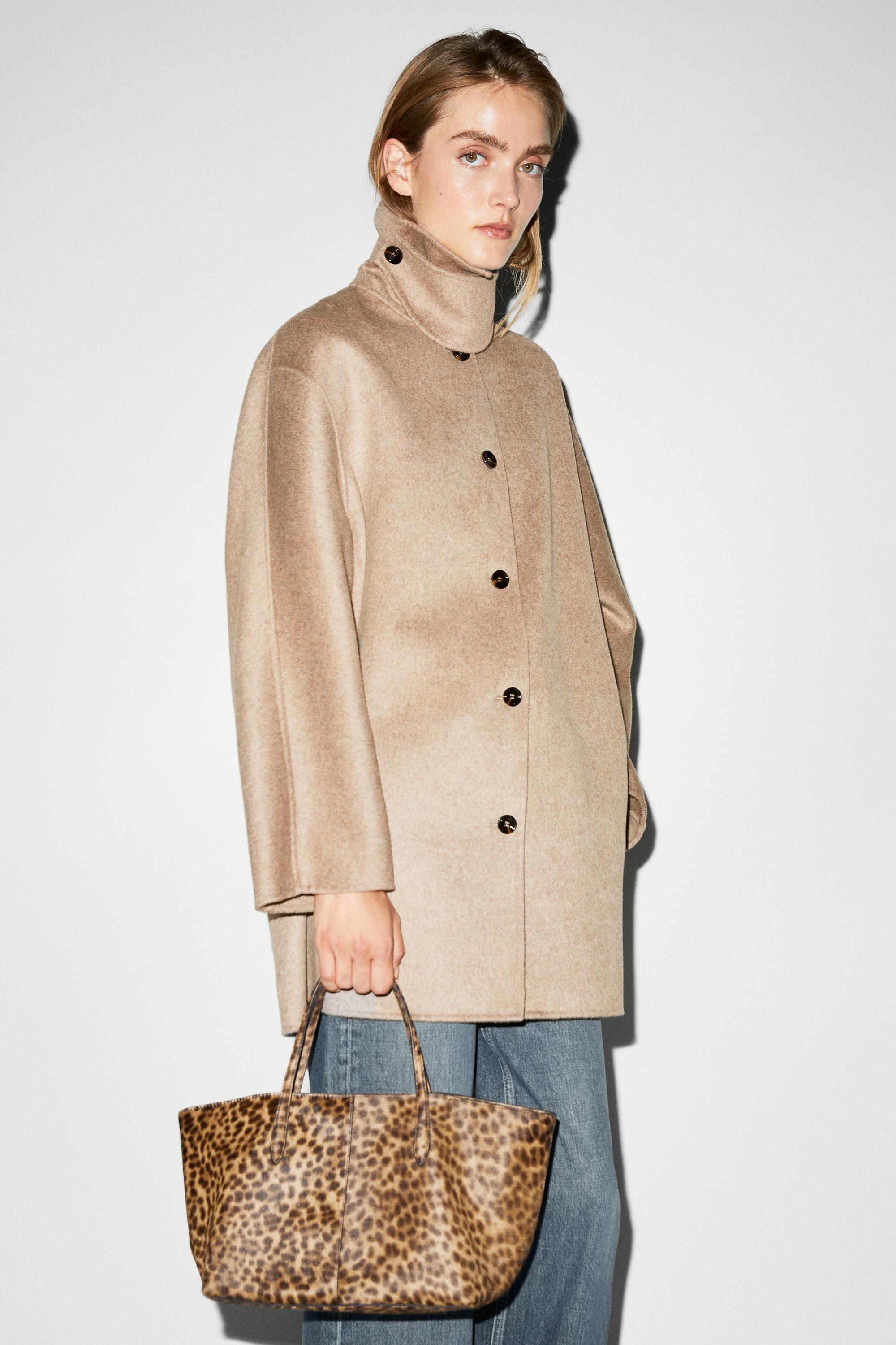 Melange coat with collar detail